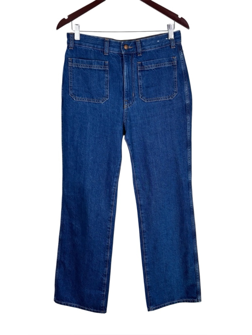 Madewell The Cleo Straight Jeans Women’s Size 28 Plumville Wash Blue Rigid Denim